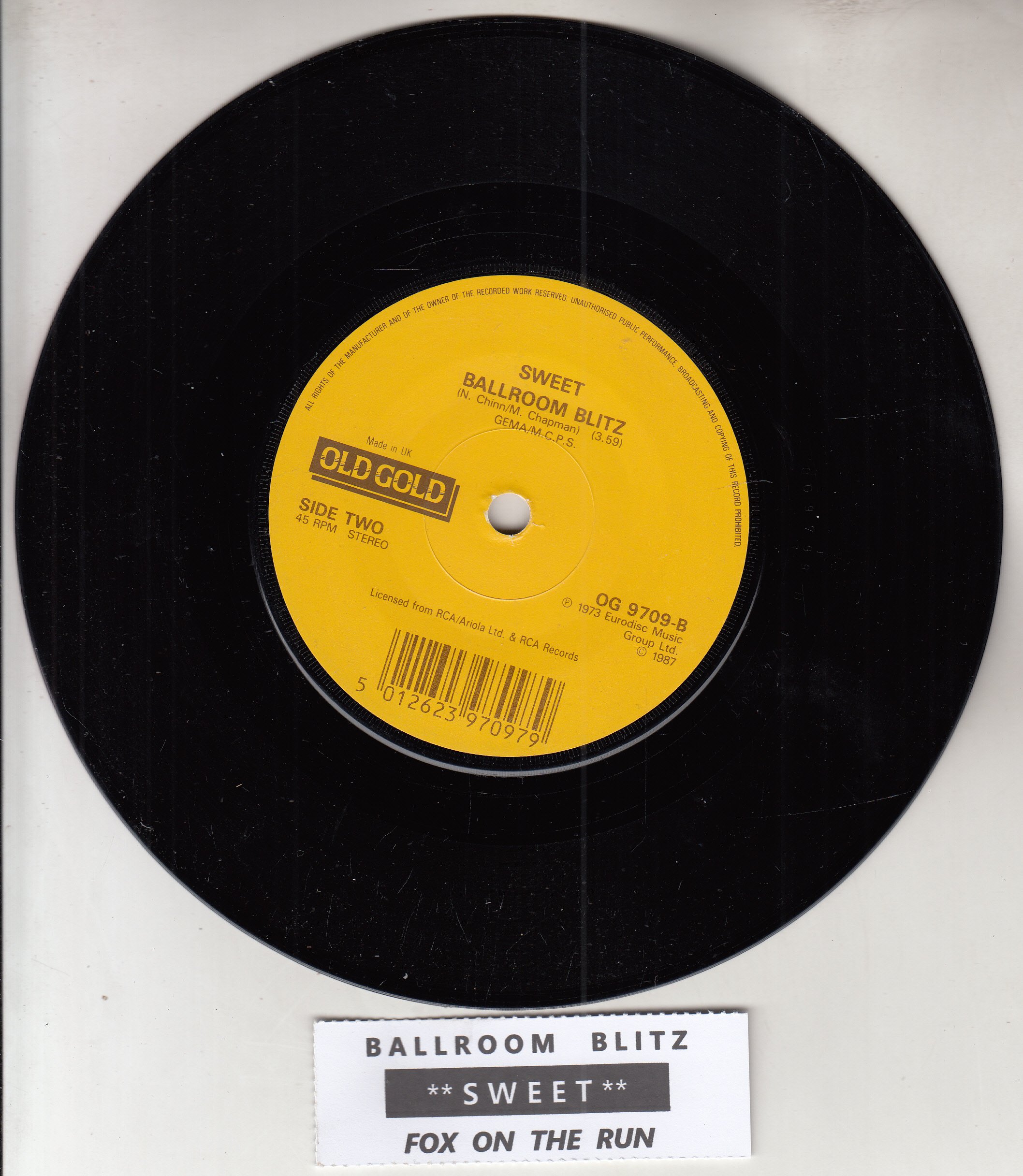 THE SWEET - Ballroom Blitz b/w Fox On The Run