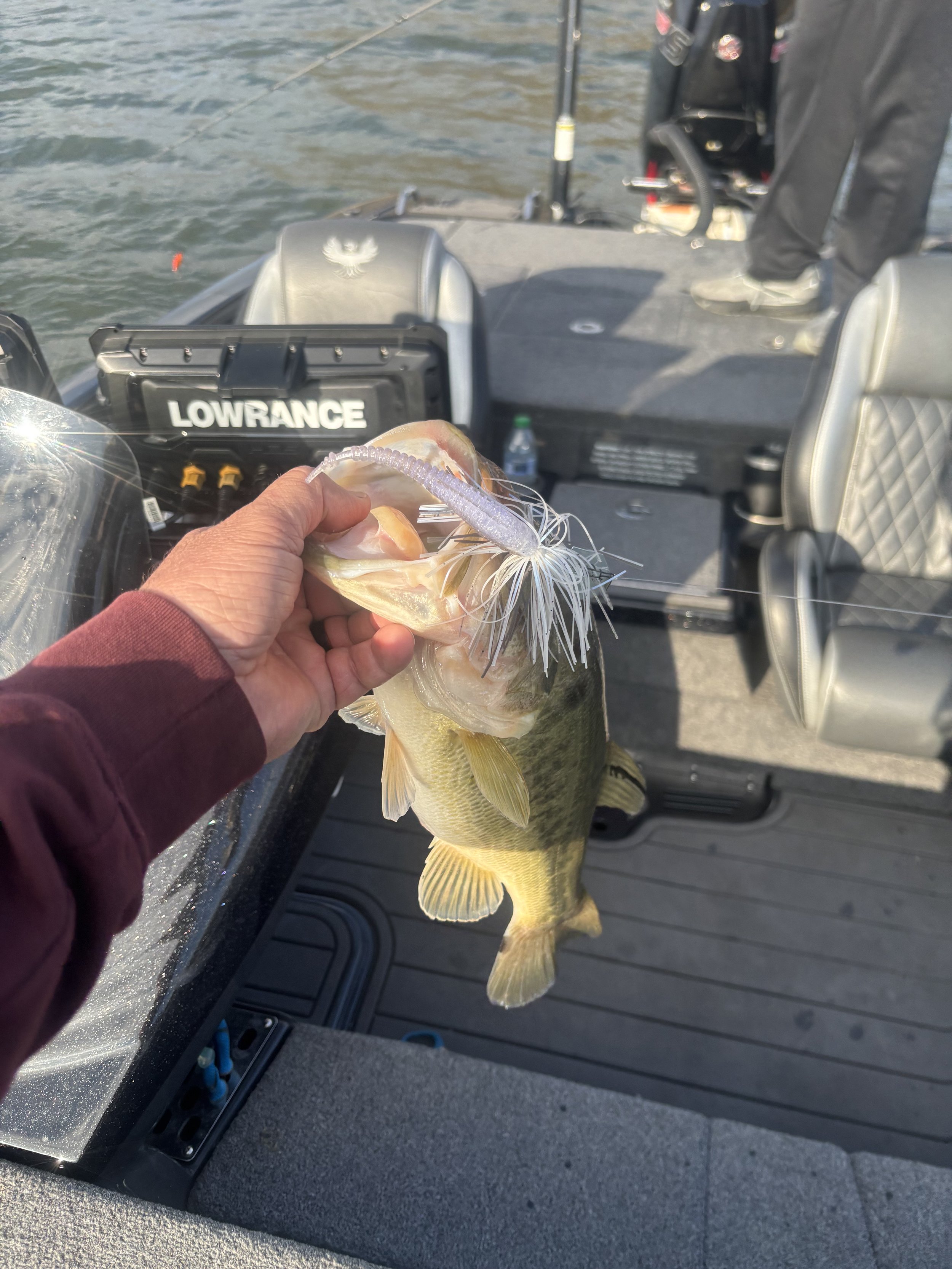 BWCJ angler Barron Adams showing off a nice bass he caught on the BWCJ Thumper Bladed Jig.