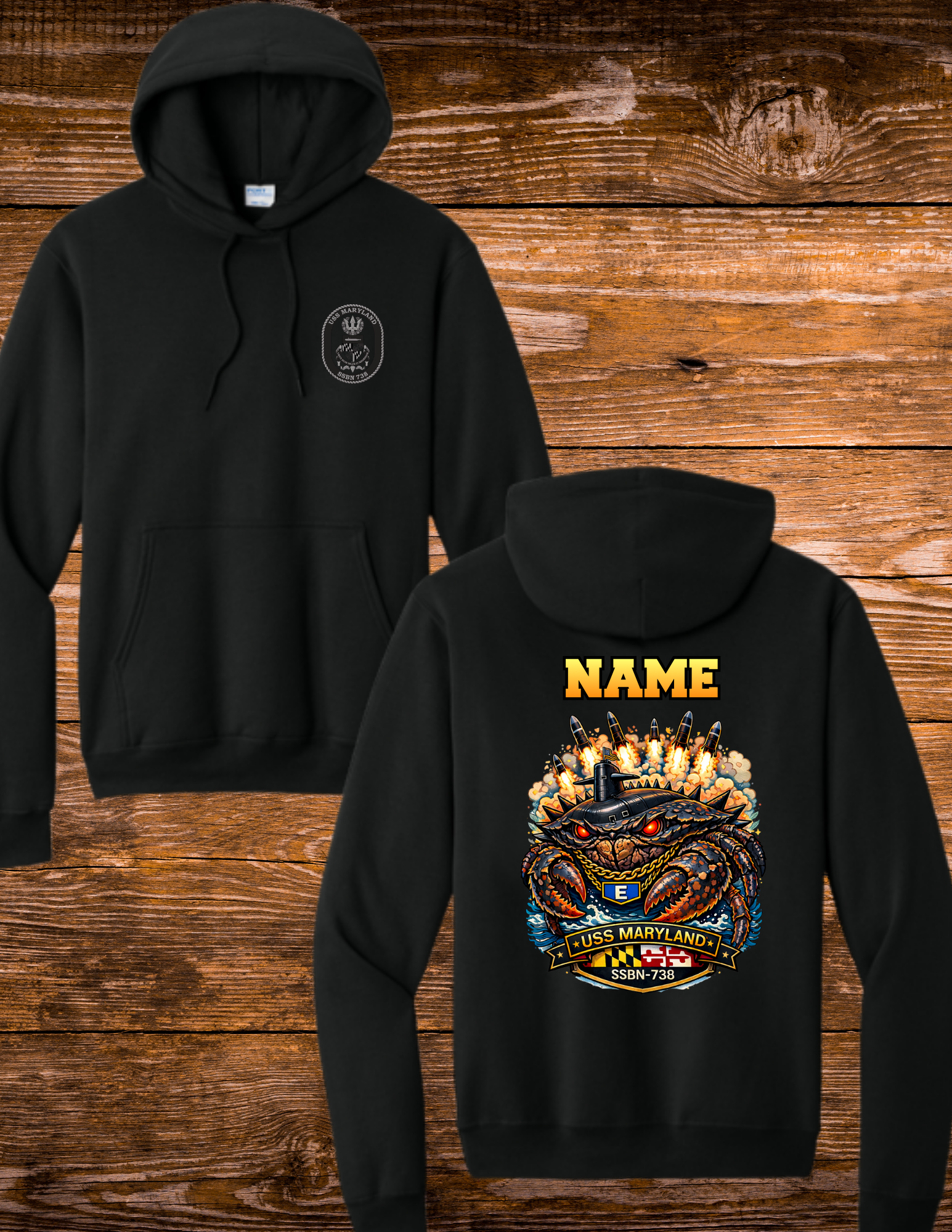 USS Maryland CPOA NON-CHIEF Battle E crab Hoodie