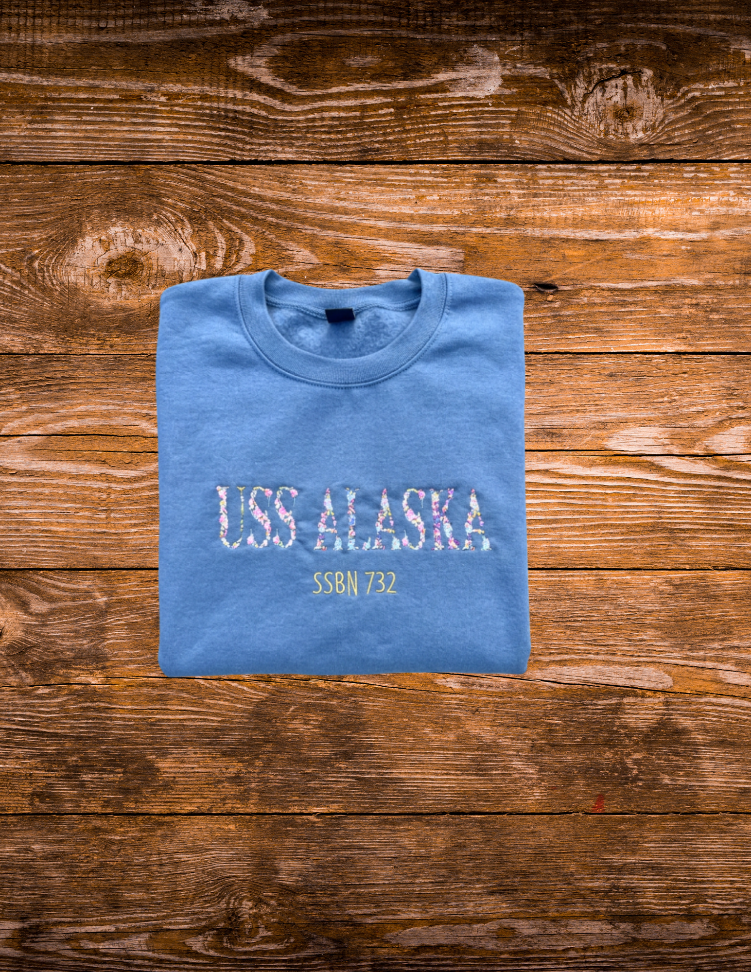USS Alaska floral words T-shirt and Tanktop- Adult