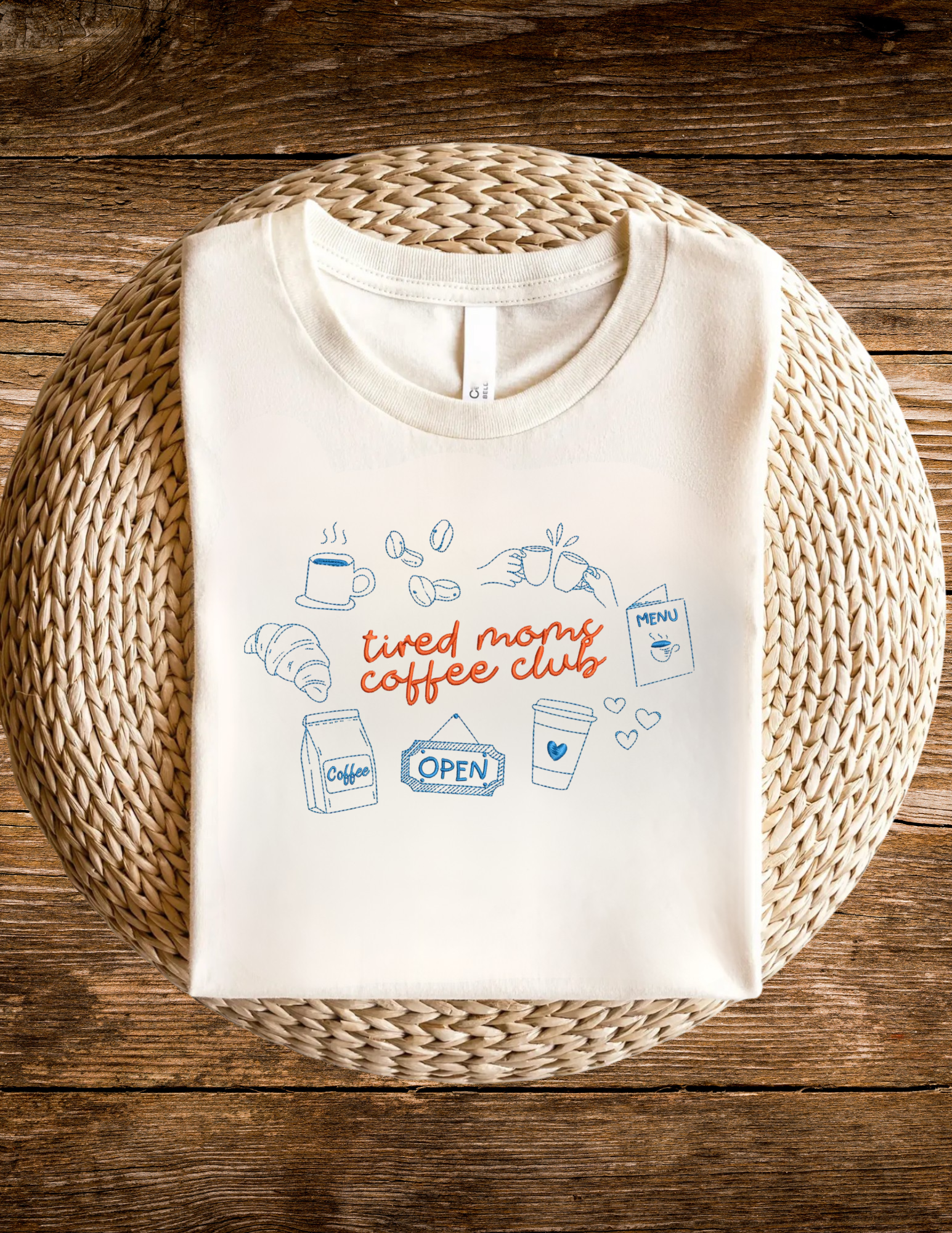 Tired moms coffee club T-shirt Embroidery