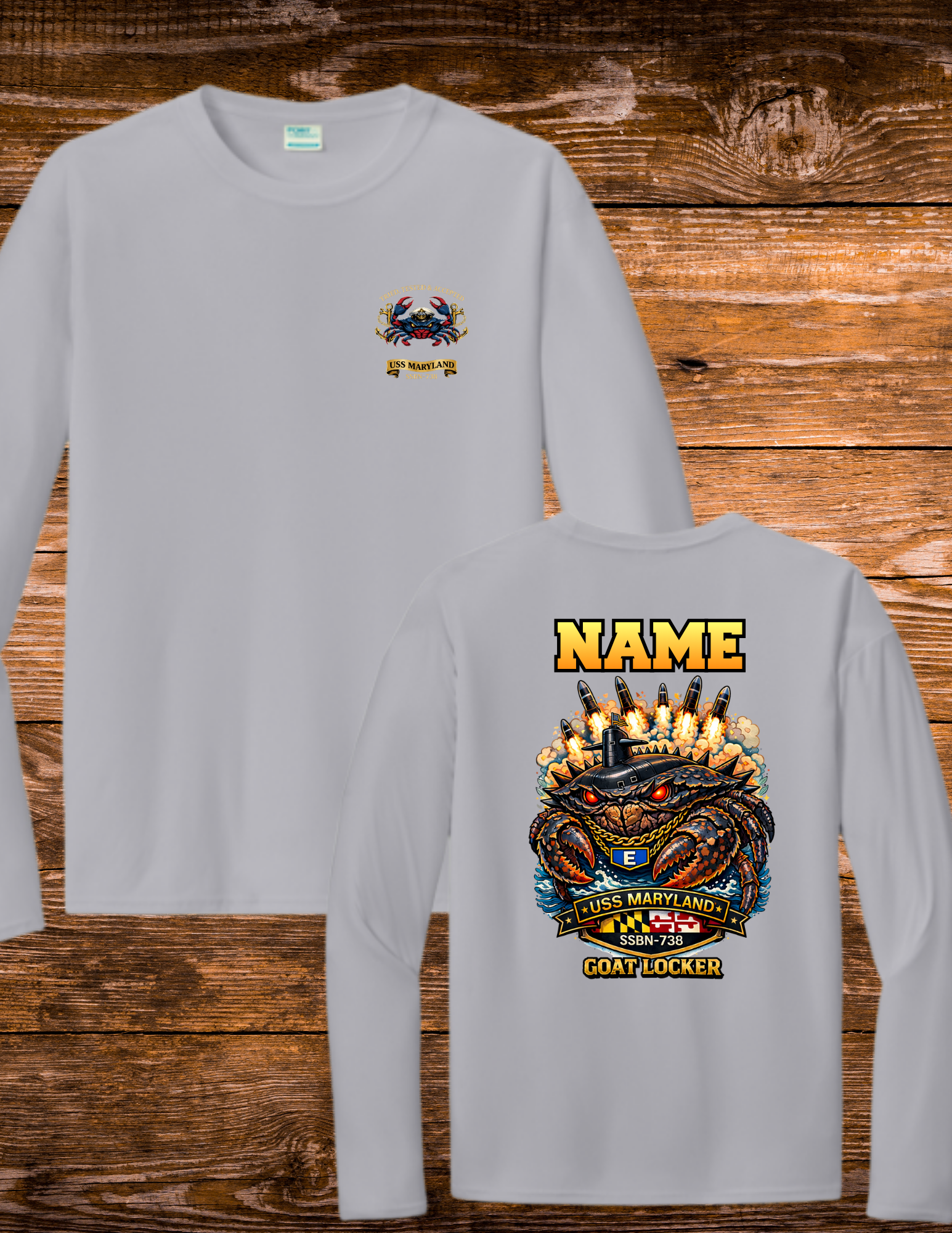 USS Maryland CPOA CHIEF Battle E crab Long sleeve