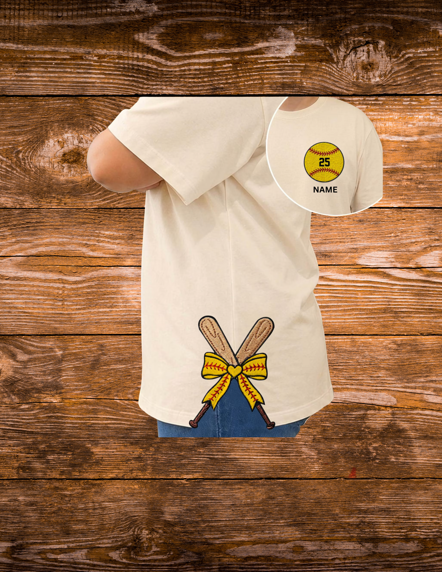 Sassy Sluggers EMBROIDERY side bows and softball  YOUTH
