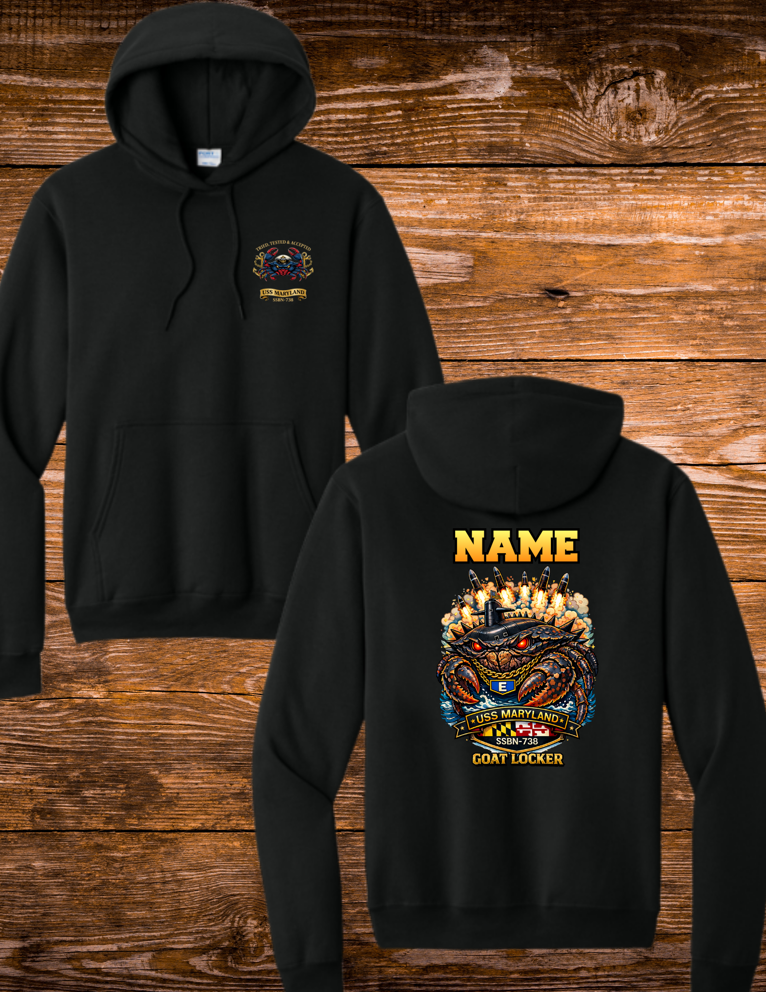 USS Maryland CPOA CHIEF Battle E crab Hoodie