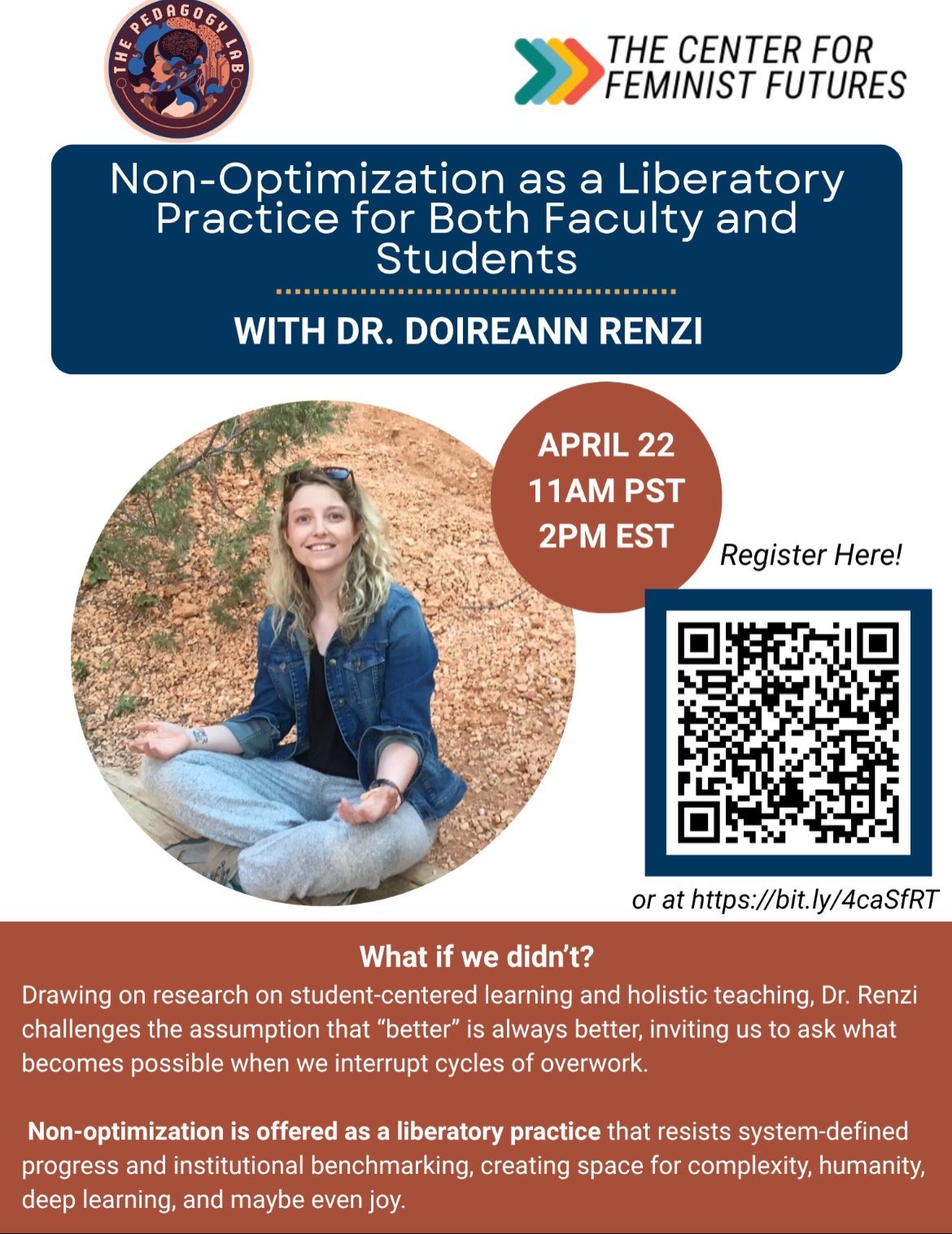 You’re invited: Non-Optimization as a Liberatory Practice with Dr. Doireann Renzi, April 22