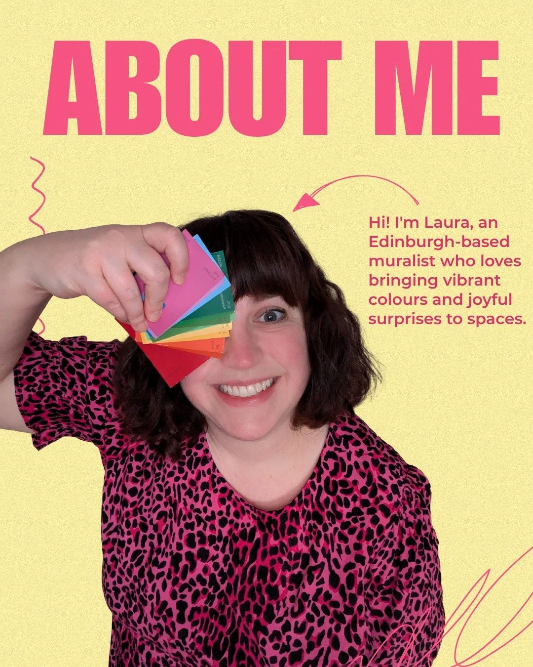 Hi, I'm Laura and I want to paint your walls! I&rsquo;m a mural artist based in Edinburgh, creating custom, colourful spaces for homes and businesses. DM me to chat! If you could have anything painted on your wall, what would it be? Let&rsquo;s make 