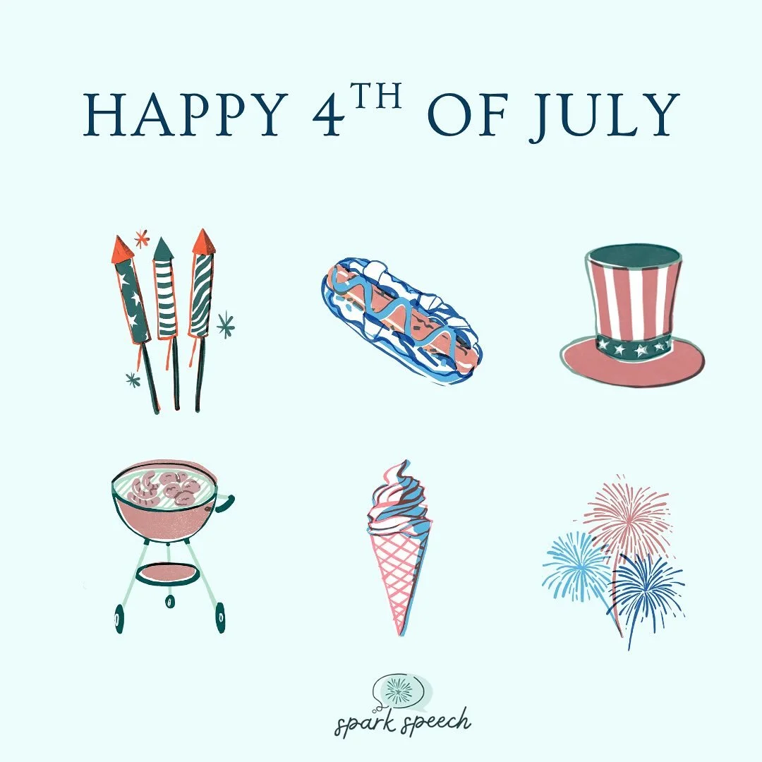 Happy Birthday, America! 🇺🇸

Just a reminder that @sparkspeechnc will be closed on July 4th to celebrate the holiday! Have a fun and safe weekend!