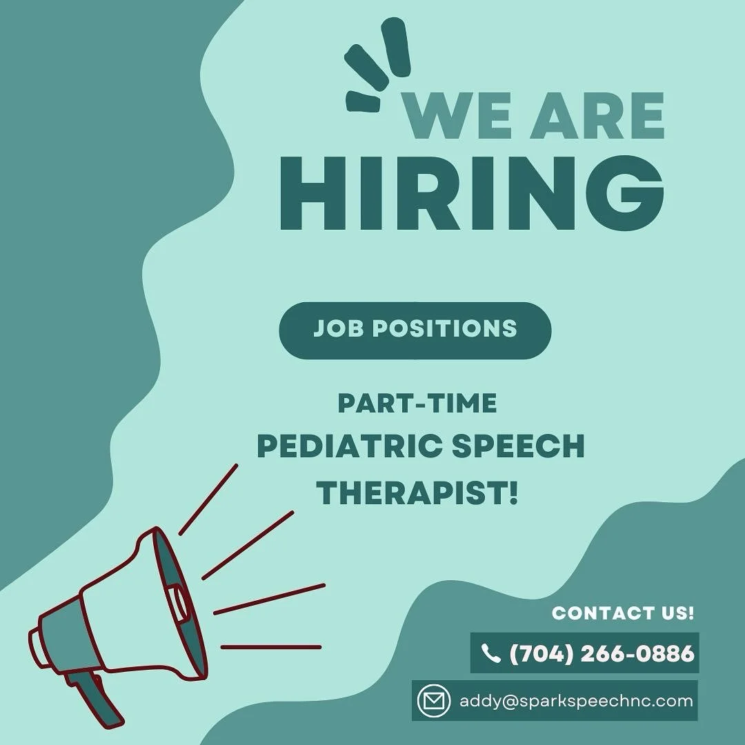 ✨ Spark Speech is hiring! ✨ We&rsquo;re on the lookout for a passionate Pediatric Speech-Language Pathologist to join our fun, family-centered team in Charlotte, NC! If you&rsquo;re all about play-based therapy, building real connections, and celebra