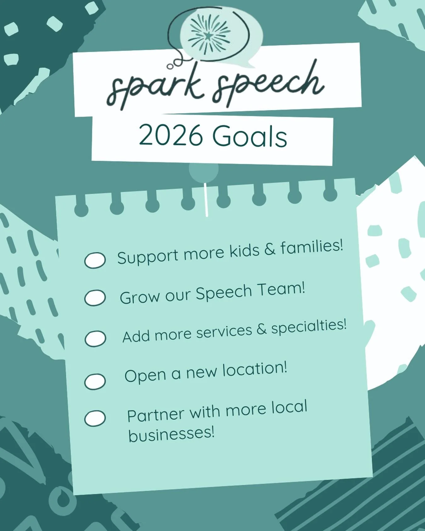 ✨What a year 2025 has been!✨

This year stretched us, inspired us, and reminded us exactly why we do this work. Because of you we were able to welcome 123 new kids and families, host 12 free school screenings, grow our team with 4 incredible therapis