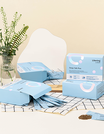 Lifening Deep Talk Plus daily fiber supplement box and individual stick pack