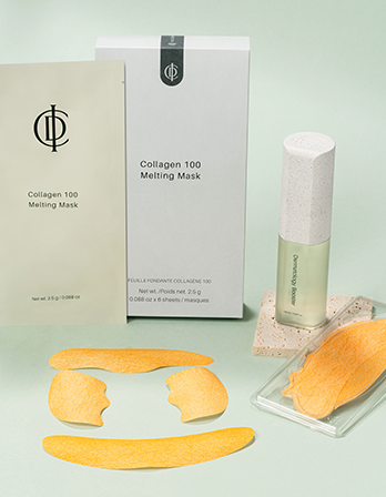 Collagen 100 Melting Mask Korean collagen facial treatment with five ultra-thin collagen masks.
