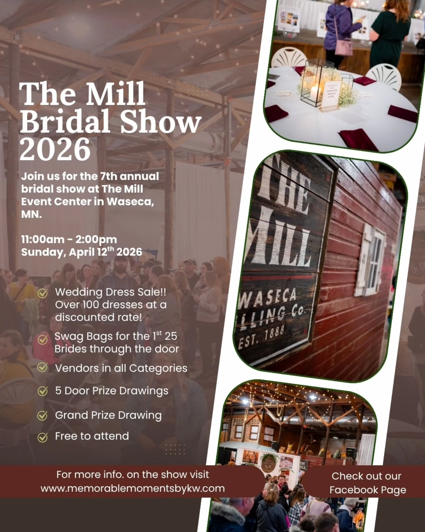 Upcoming brides-

Whether you're just getting started with your wedding planning, or you just have a few things left on the checklist, there's something for you at this event!

Come check out some of the wonderful vendors that MN has to offer!

I wil
