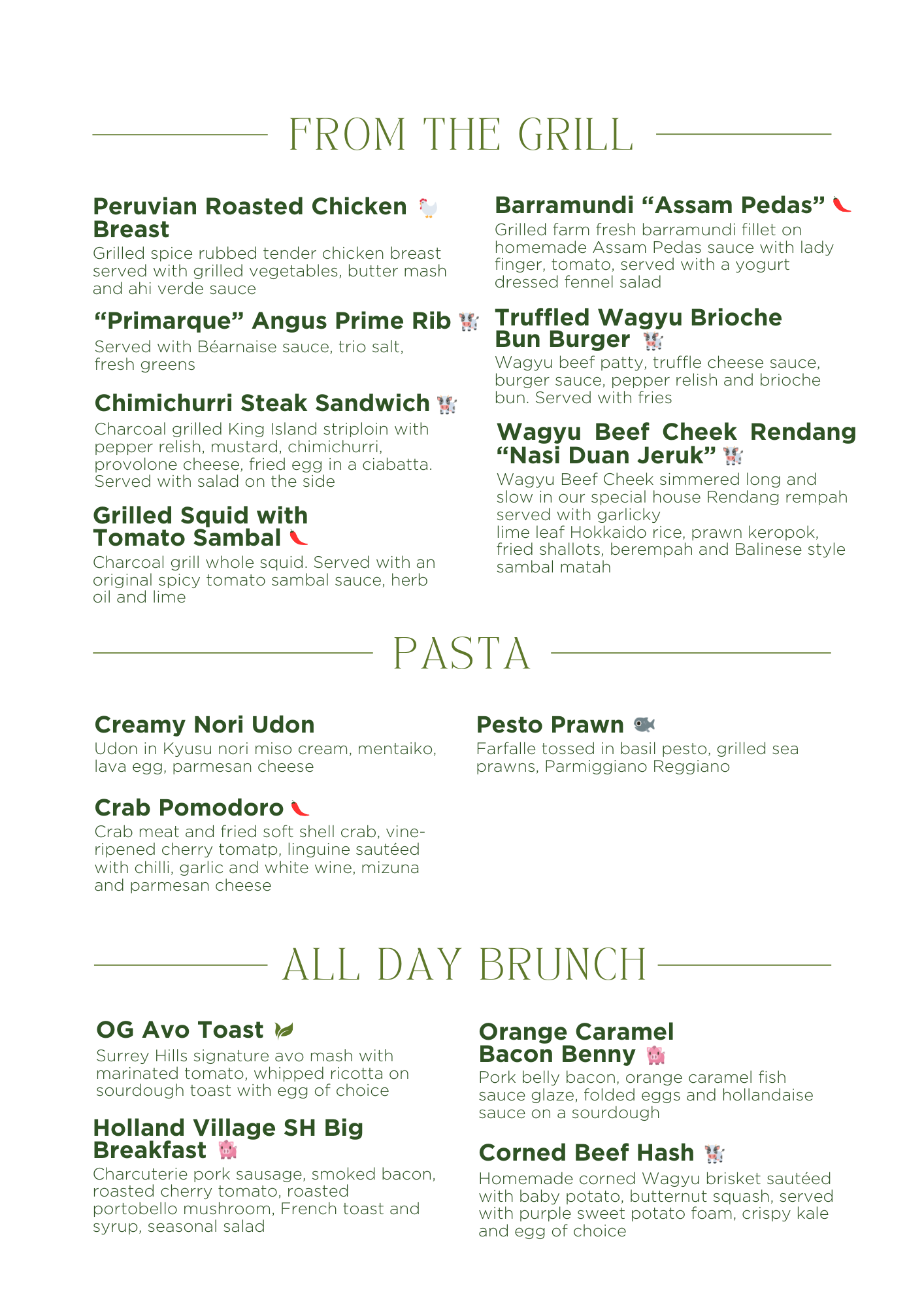 One Holland Village Menu