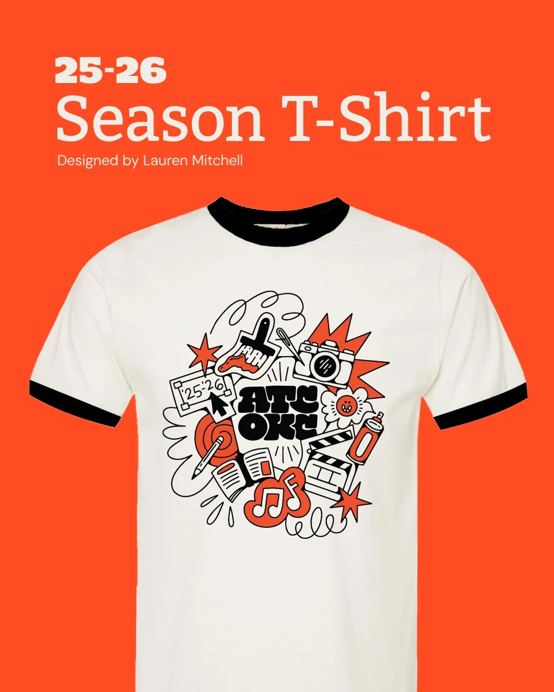 GREAT NEWS! You all loved our t-shirts so much at the season launch party back in August, we had to order more. This run is on a cream and black ringer tee. If you weren't able to snag one before we ran out, you can purchase one tonight at Holiday Ha
