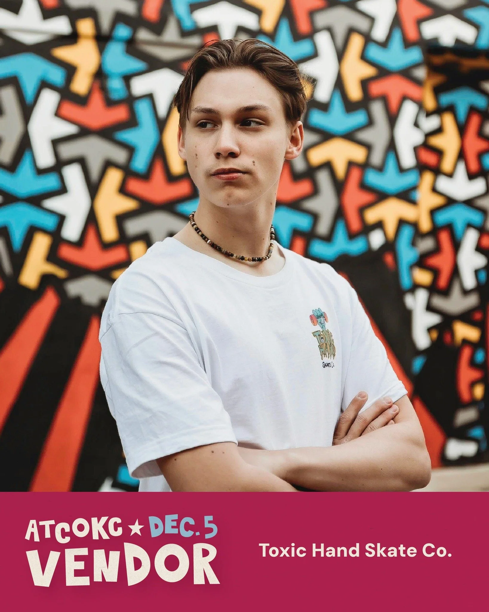 ✨ Last vendor spotlight for TONIGHT's party! ✨

My name is Addis Poage, i am a local illustrator and painter that has designed things such as; Painted skateboards, murals, tour posters, cowboy hats, and anything I can think up! &mdash;@toxichandskate