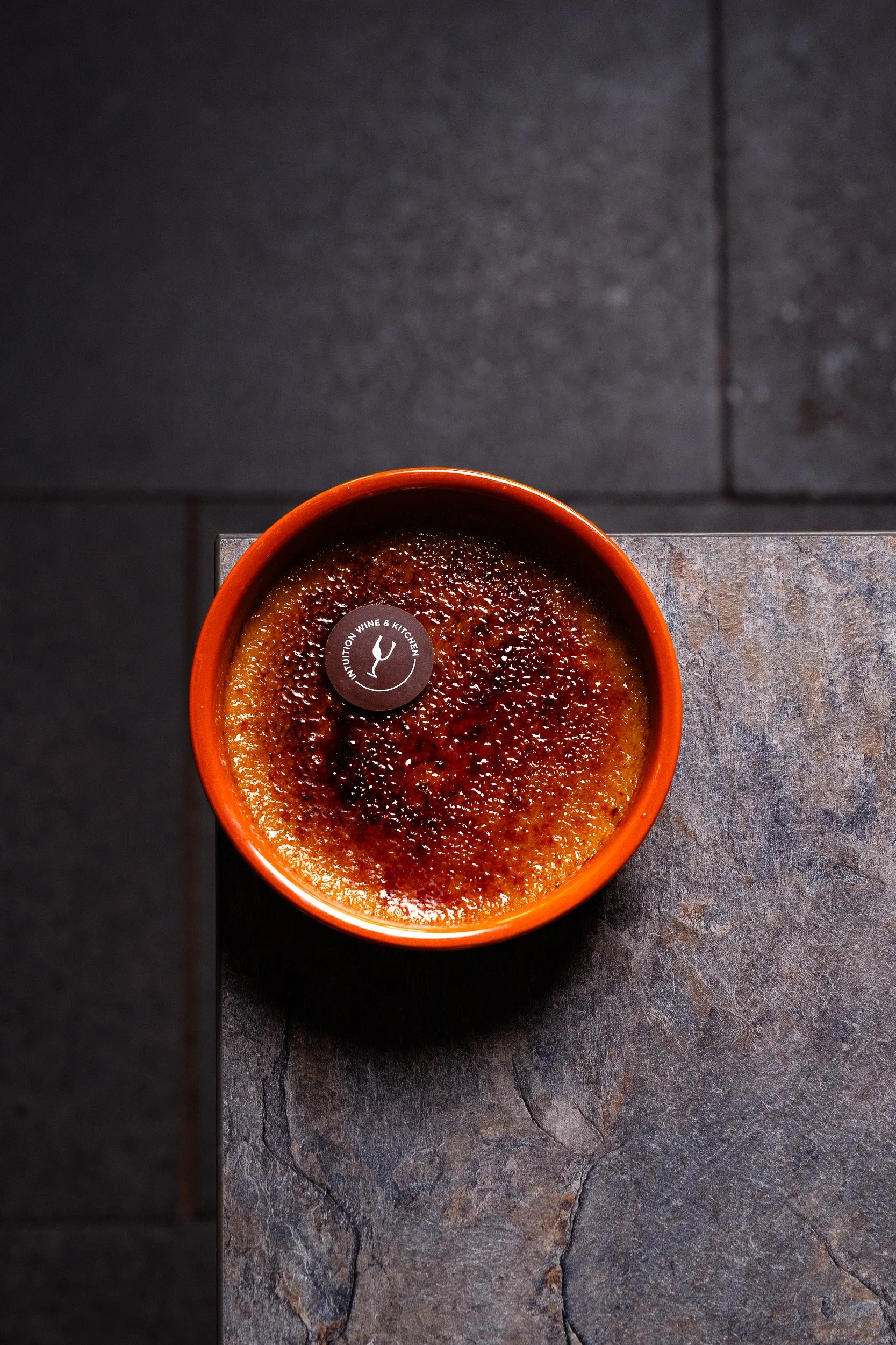 Crème brûlée with a caramelised sugar crust at Intuition Wine & Kitchen in Subiaco, Perth.