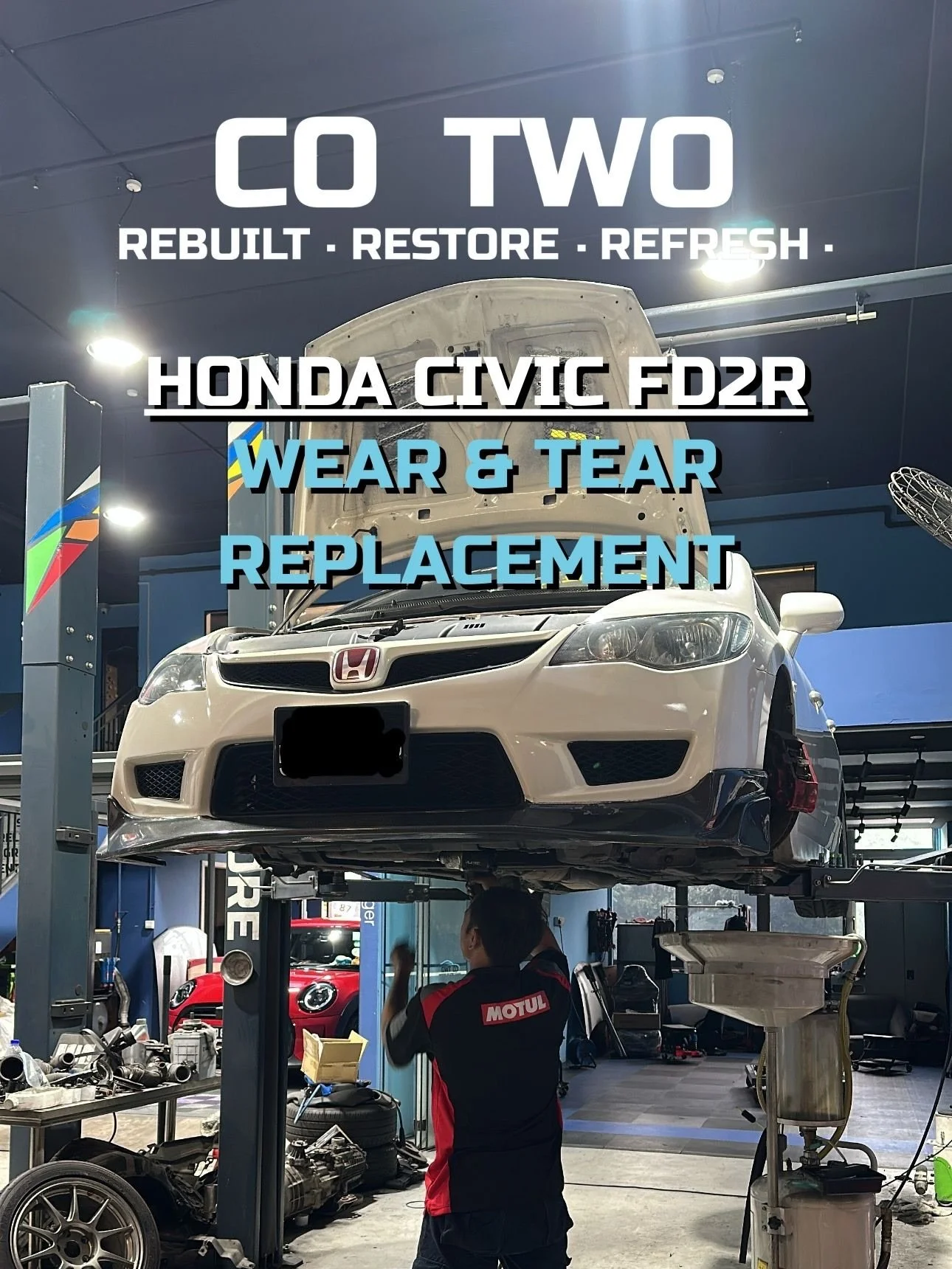 🔥HONDA CIVIC FD2R - WEAR AND TEAR REPLACEMENT🔥

- Driveshaft 
- Front SSBH 
- Motul RBF700 
- Tensioner Pulley 
- Waterpump with Housing 
- Servicing with Motul 300V

Vehicle issues? We&rsquo;ve got the tools, the team, and the talent to get you ba