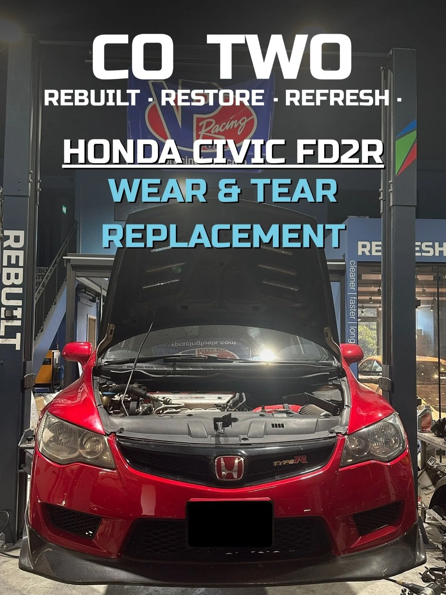 🔥HONDA CIVIC FD2R - WEAR AND TEAR REPLACEMENT🔥

- Timing Belt 
- ⁠⁠Vtec Solenoid 
- ⁠⁠Vtec Gasket 
- ⁠⁠Lower Arm Bushing 
- ⁠⁠Roll Centre Adjuster 
- ⁠⁠Front and Rear Dixcel Type ES brake pads 
- ⁠⁠Service with Motul 8100 Power

Vehicle issues? We&