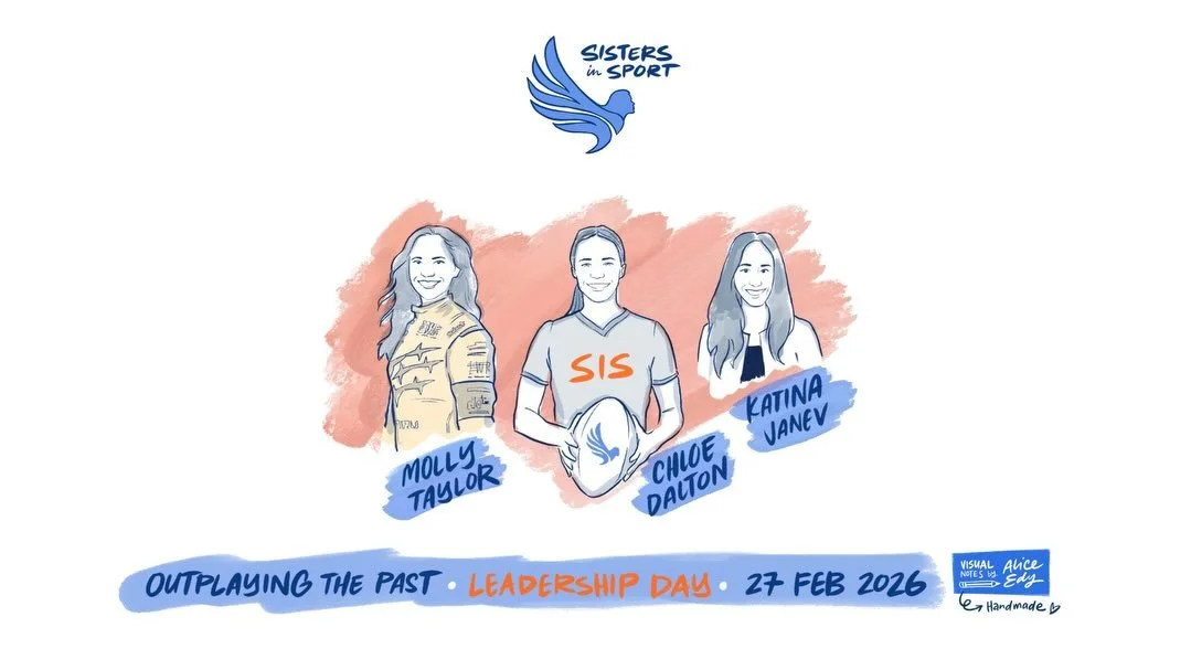 LIVE SKETCH SERIES | Our Sisters in Sport 'Outplaying the Past' Leadership Day featured some inspiring presenters! In our opening address we set the scene for the day and reflected on the current state of play for Women in Sport. 🌟💪🏼 
Thanks to @g