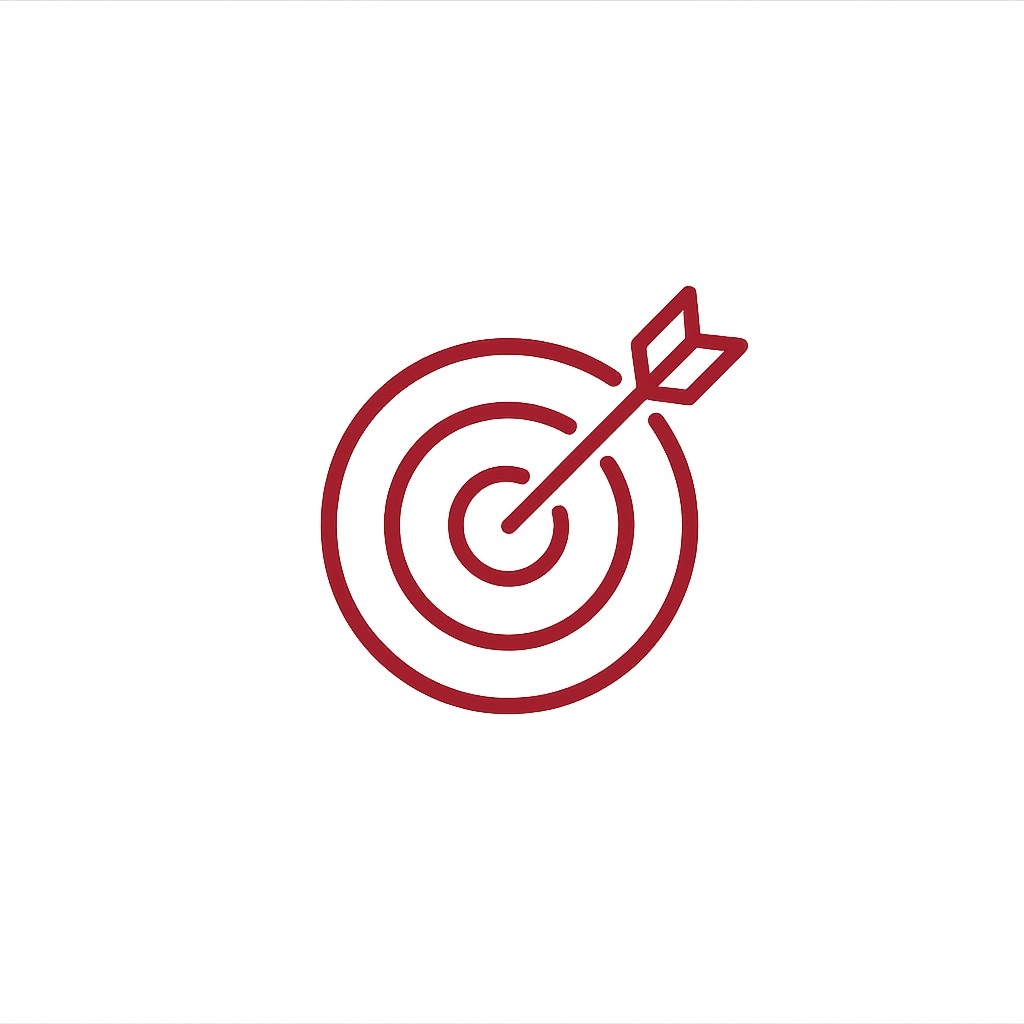 Icon of a bullseye target with an arrow hitting the center.