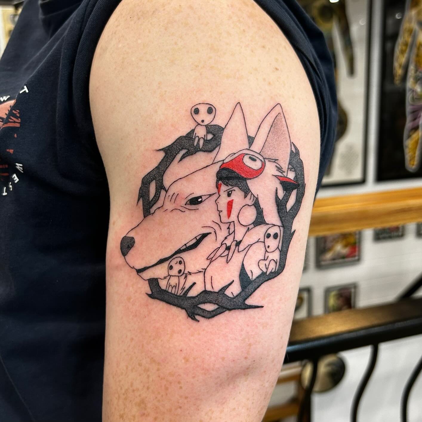 Princess Mononoke by Samantha! @samanthagenevera 
Check out Sam&rsquo;s page for her deals of flash this month and get in before all spots are gone! 
&bull;
&bull;
&bull;
&bull;
&bull;
#new #fyp #tradtattoo #goldcoast #goldcoasttattoo #visitgoldcoast
