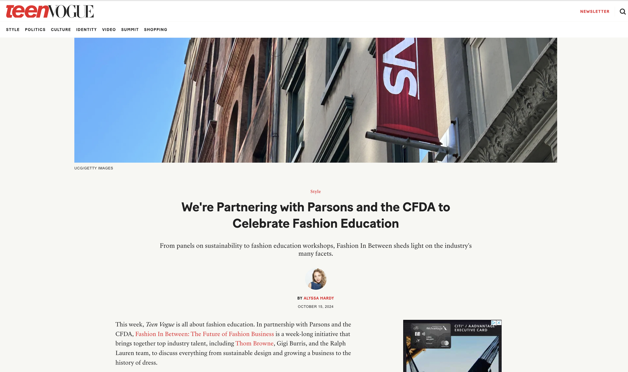 Teen Vogue: We're Partnering with Parsons and the CFDA to Celebrate Fashion Education