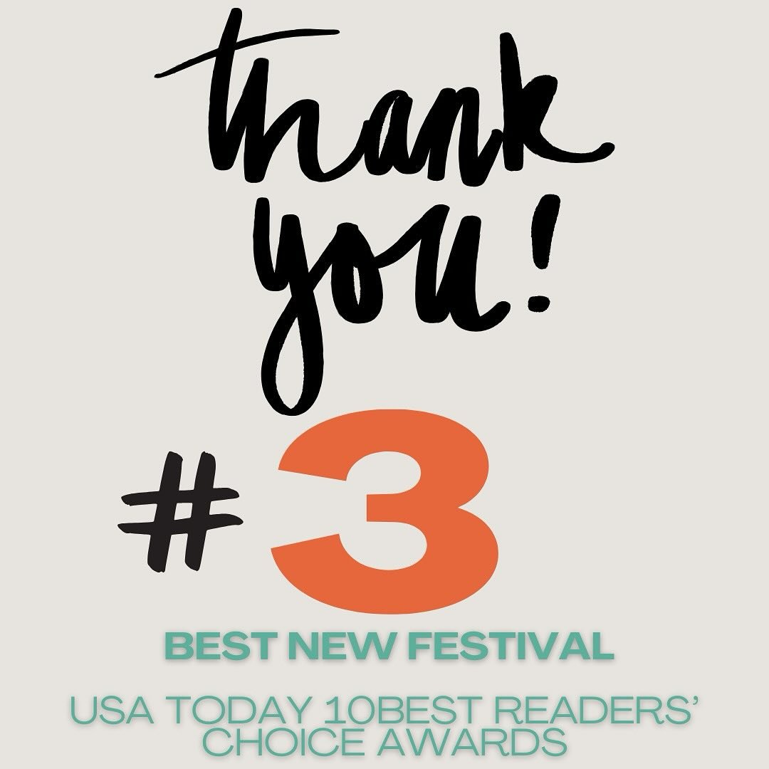 Wow! We are thrilled by the support Birmingham and our followers have shown, and thanks to you all, today, we were awarded #3 BEST NEW FESTIVAL by USA TODAY @10best Readers&rsquo; Choice Awards! This is a true honor for the festival, our staff and fo