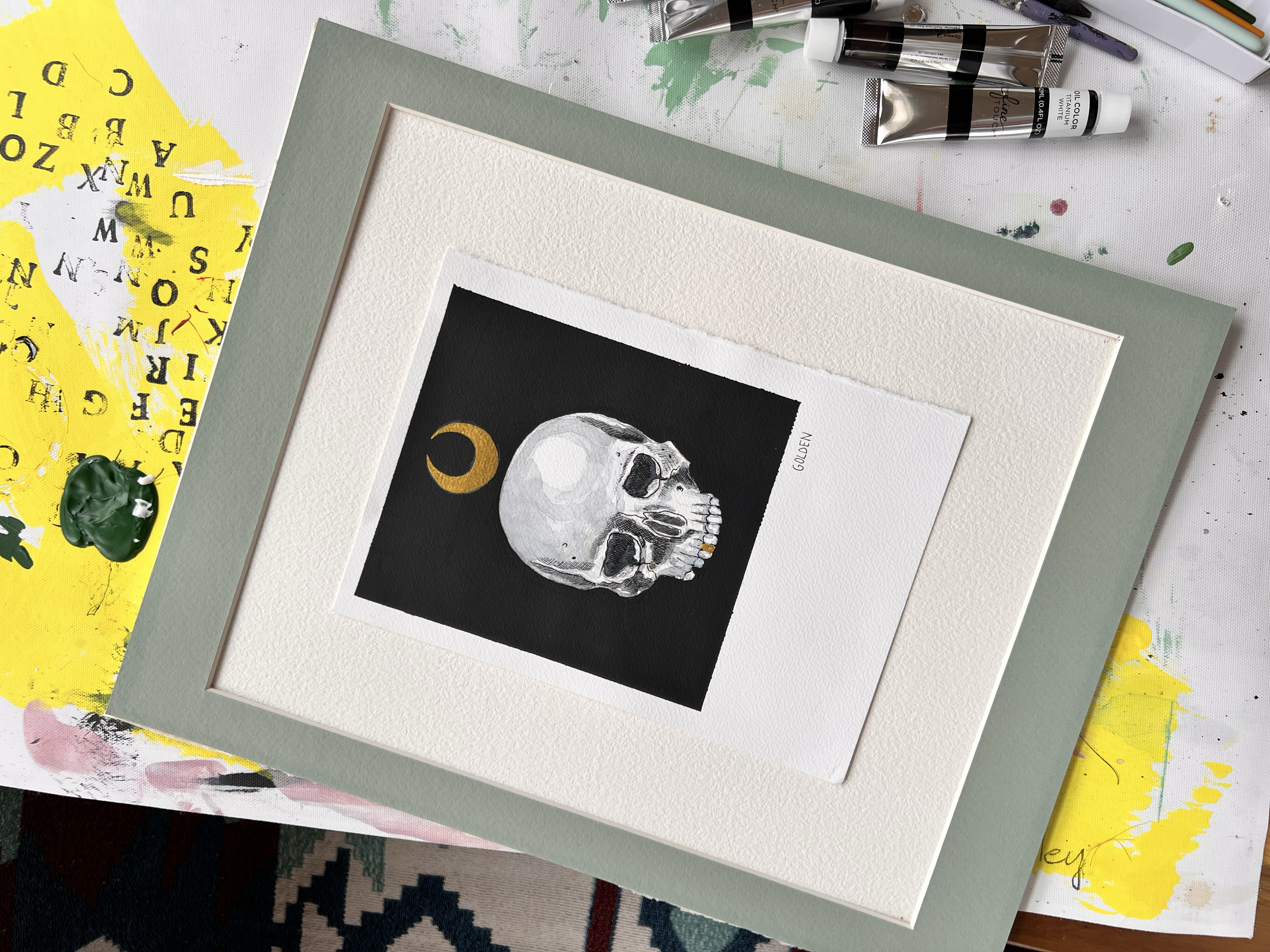 Golden Tooth. Mixed media - Watercolor&Acrylics 14x11in