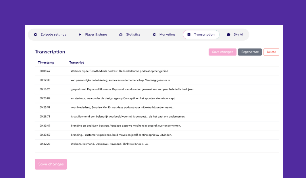Podcast transcription service