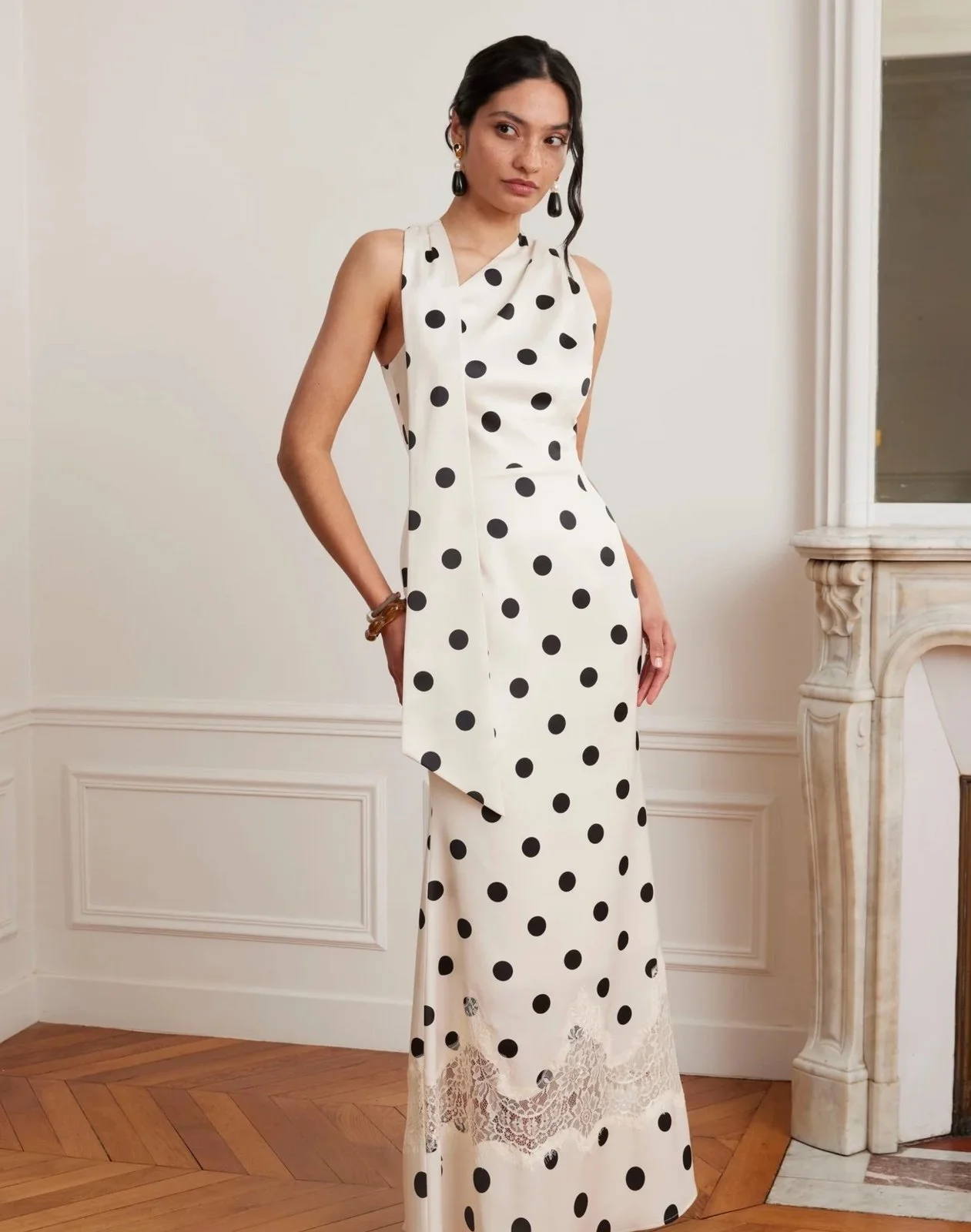 Lavish Alice Juliana Satin Scarf Neck Dress