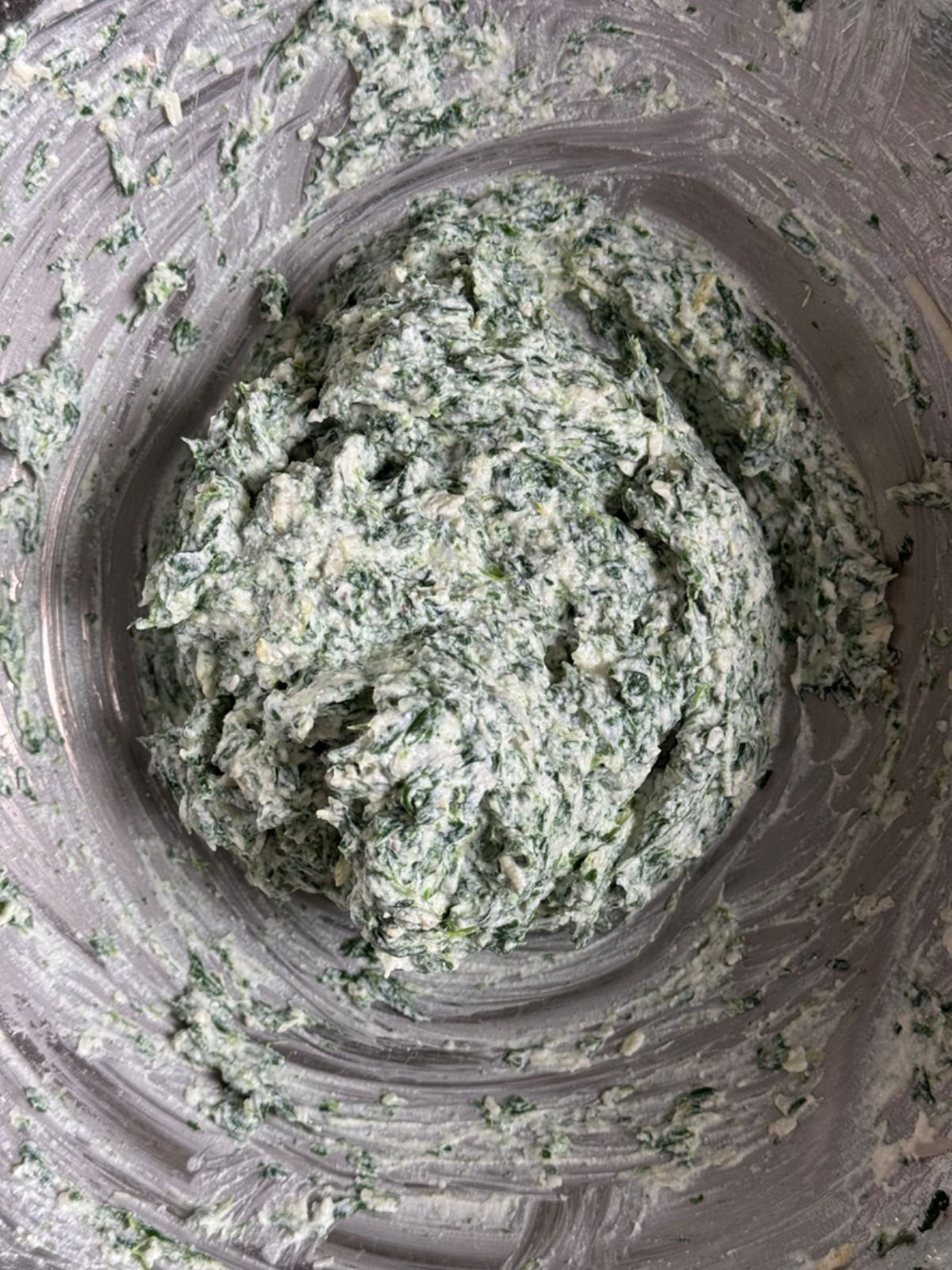 Spinach and Ricotta Ravioli Recipe Filling ingredients combined