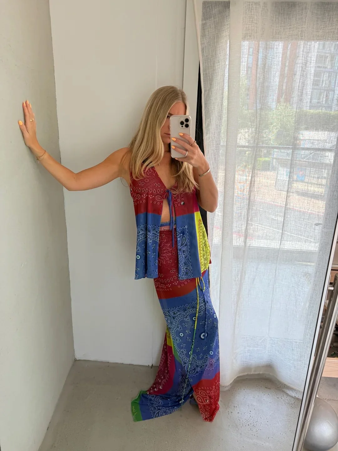 Spray Pray Love Patchwork Tie Top