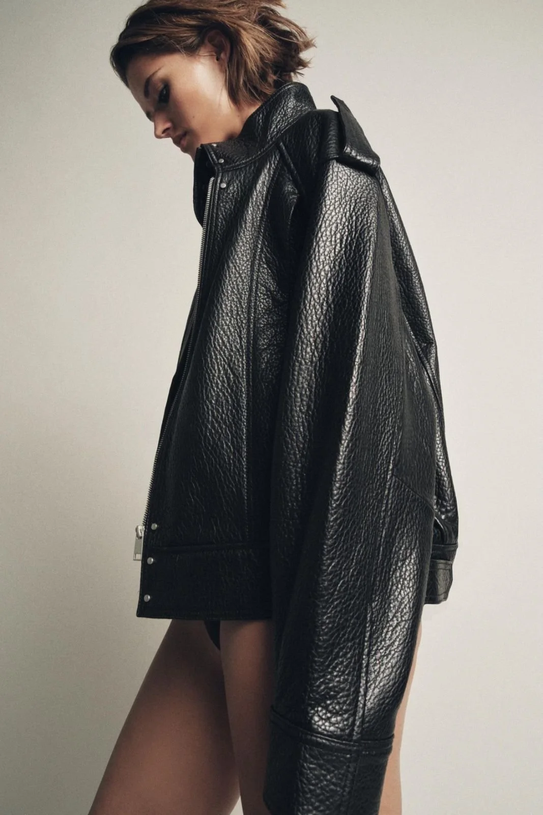 LEATHER BOMBER - £269