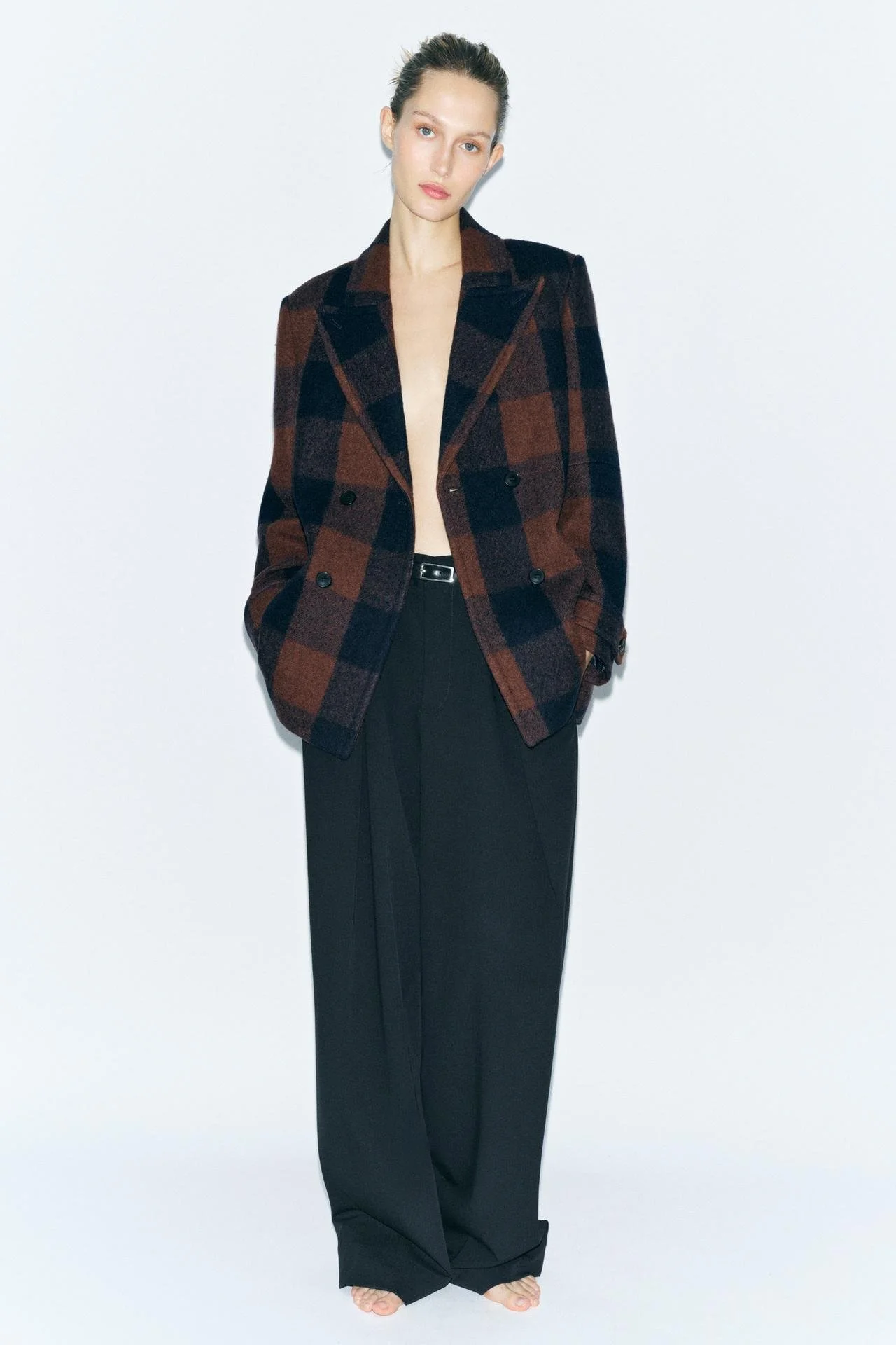Zara Check Wool Coat