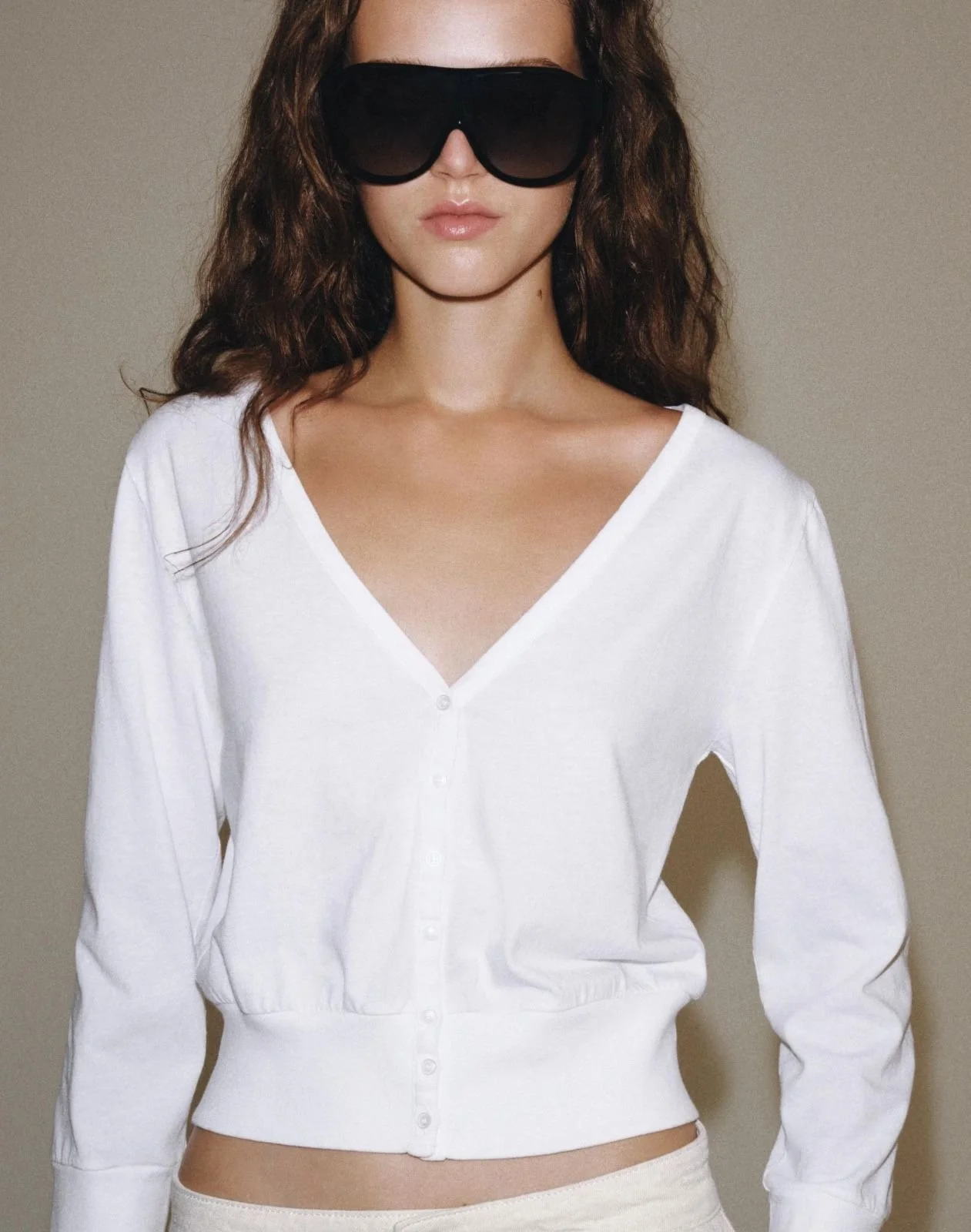 Zara V Neck Button Top