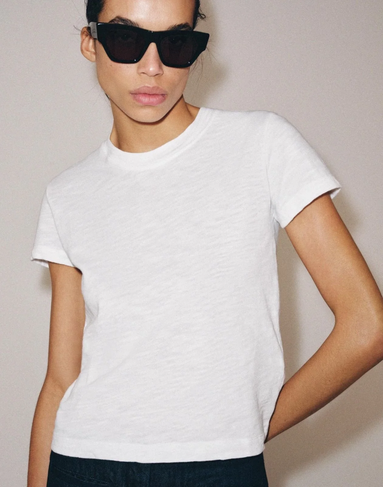 Zara Cotton Slub Knit T-Shirt