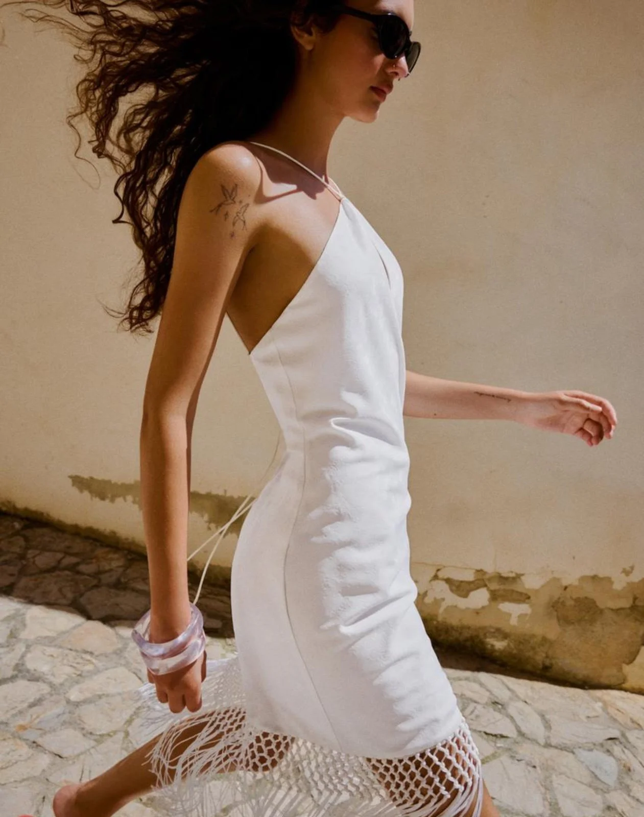 Bershka Halter Neck Jacquard Dress
