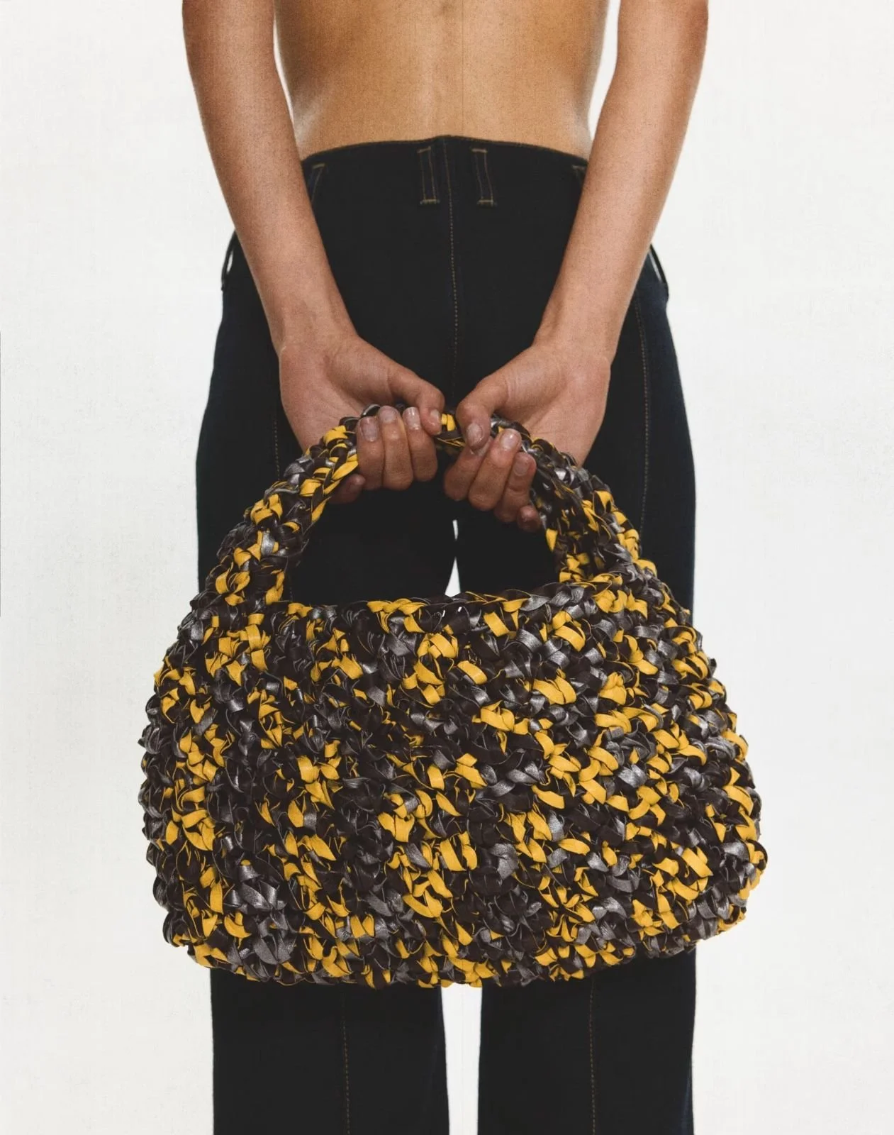 Mango Handmade Woven Leather Handbag