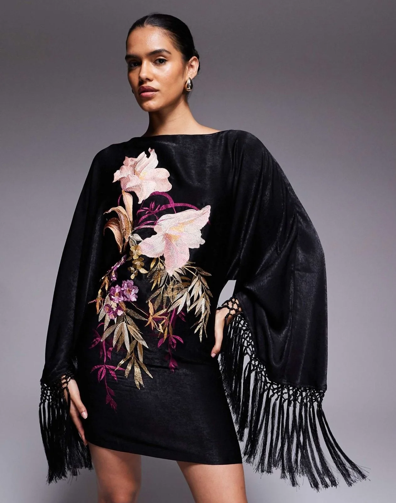 ASOS Floral Embroidered Long Sleeve Dress