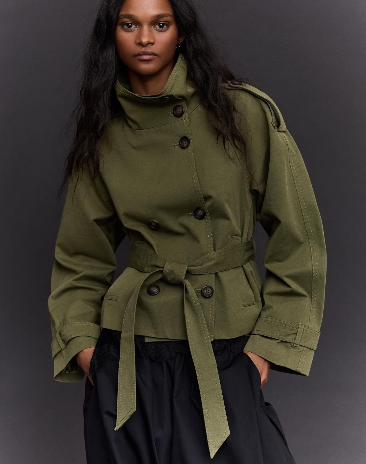 Bershka Funnel Neck Trench Jacket