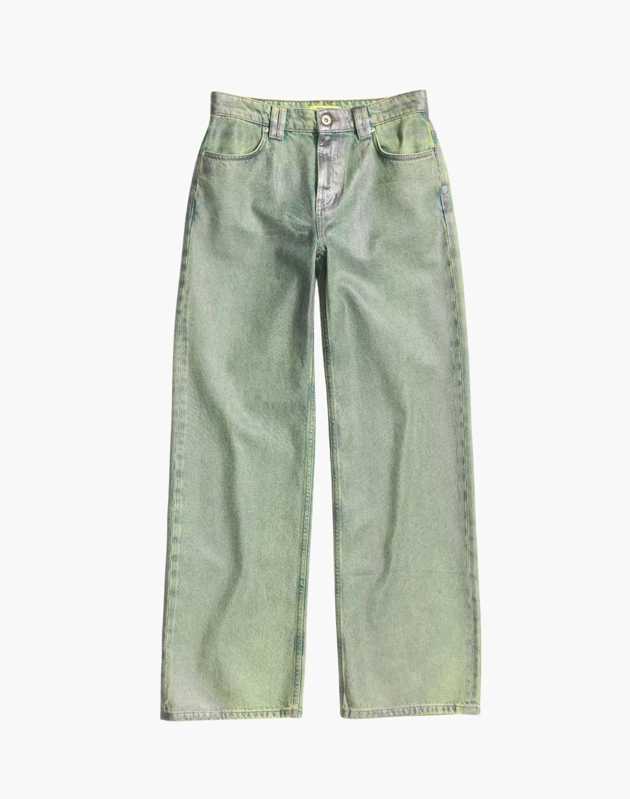 Mango Straight Foil Jeans Green