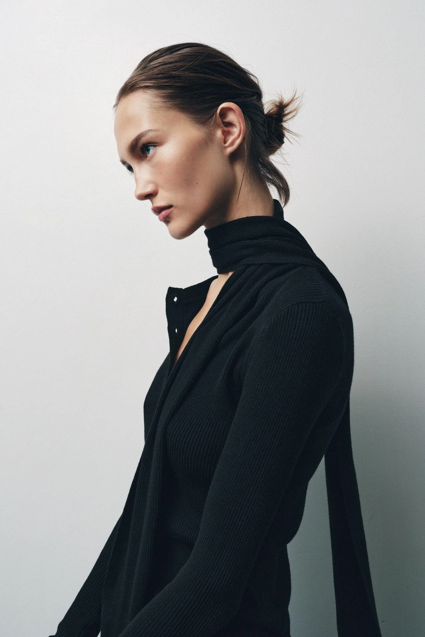 Zara Rib Knit Cardigan With Scarf