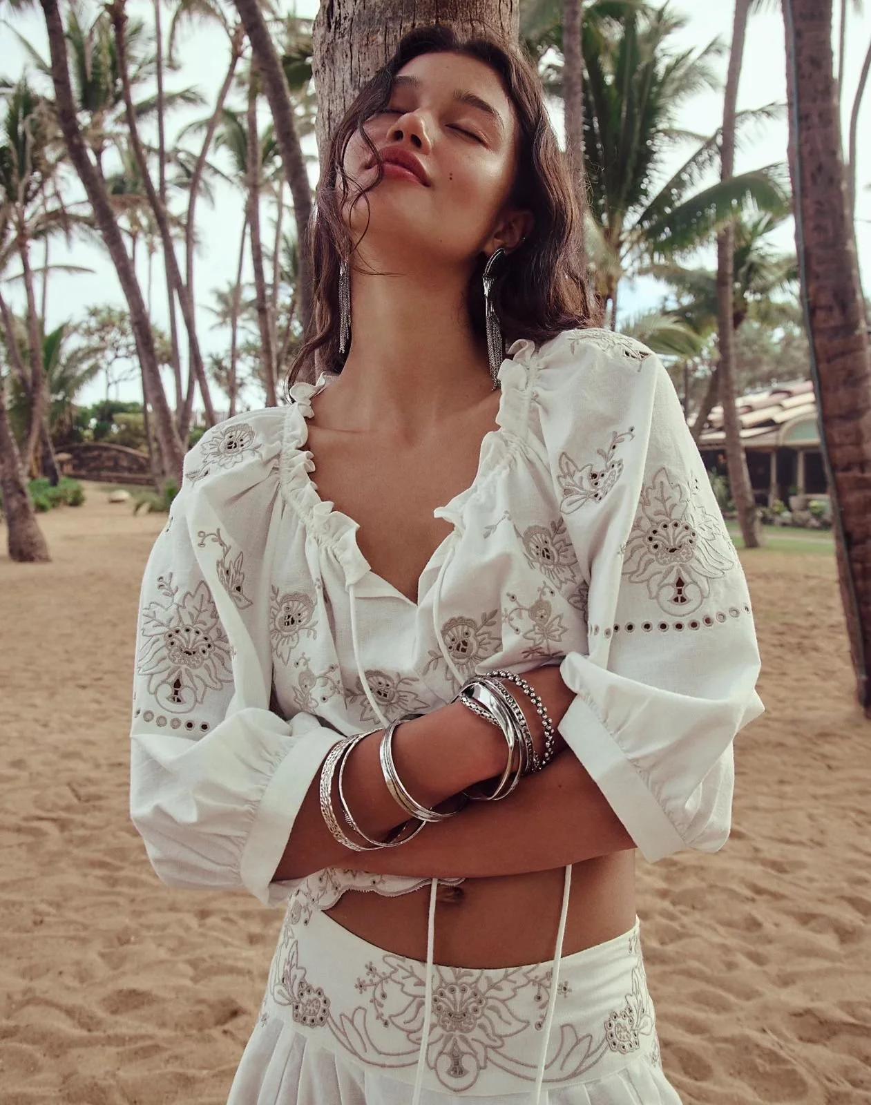 Free People Norte Embroidered Pant Set