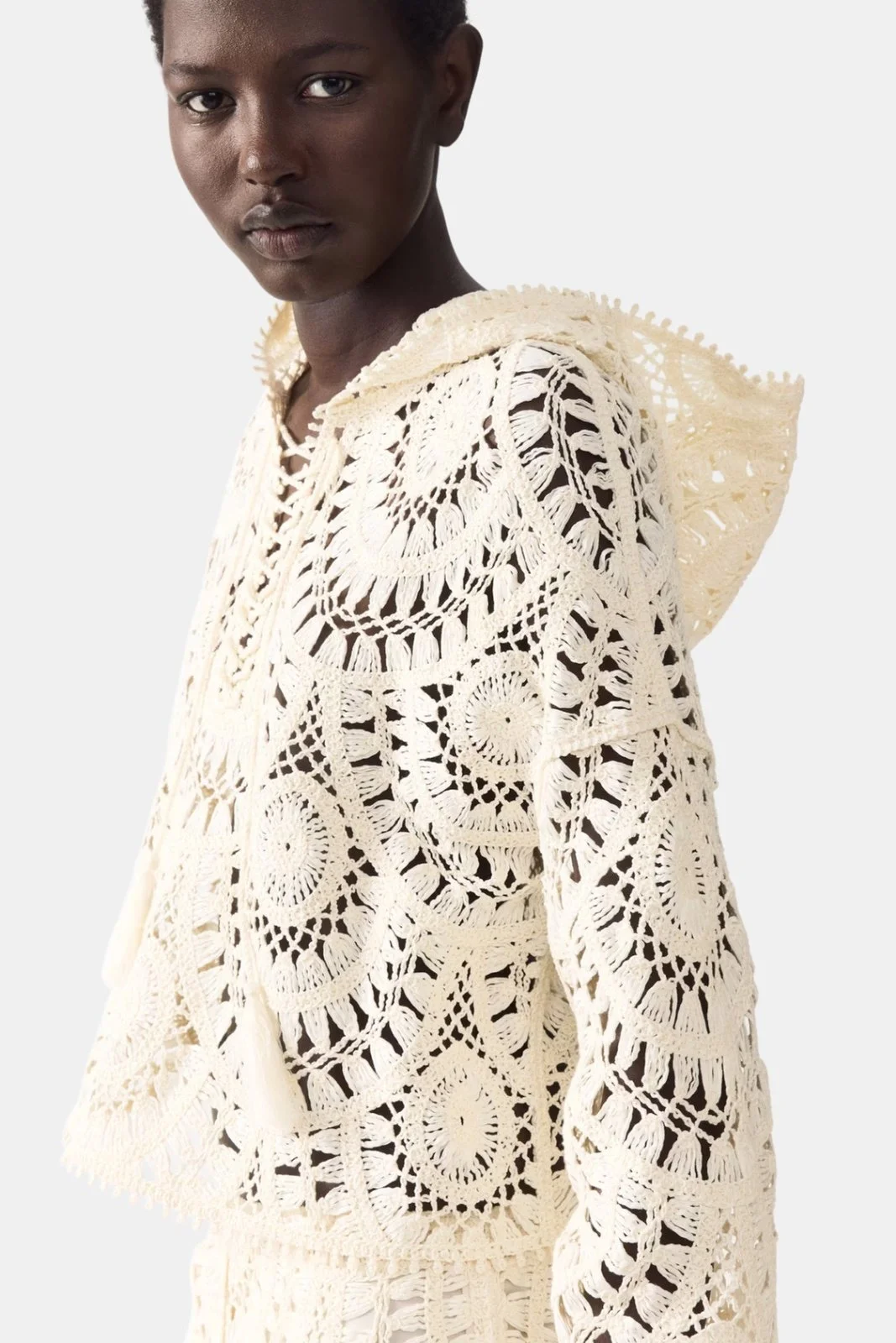 H&M Crochet Lace Up Hoodie