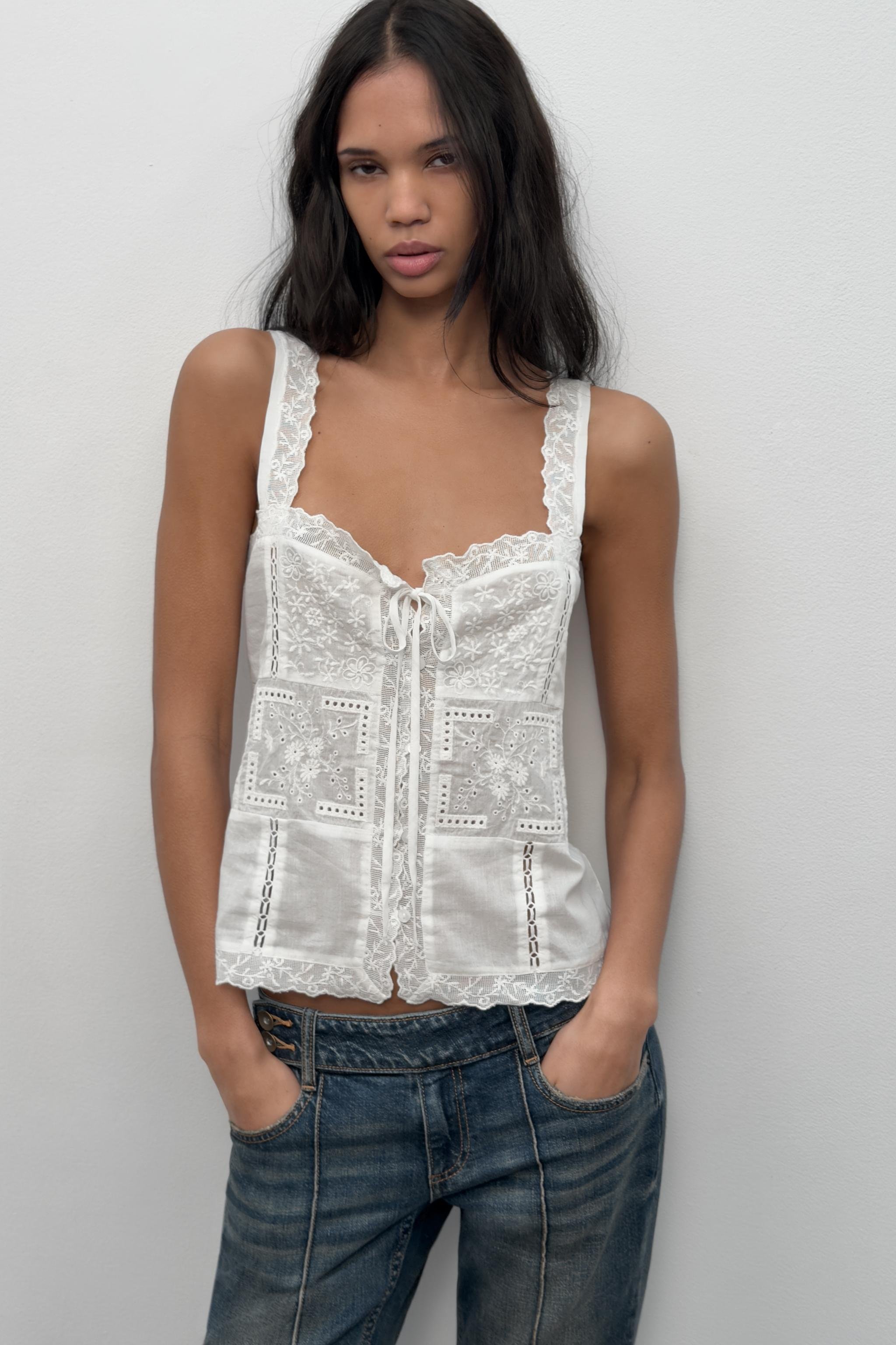 Zara Embroidered Tank Top