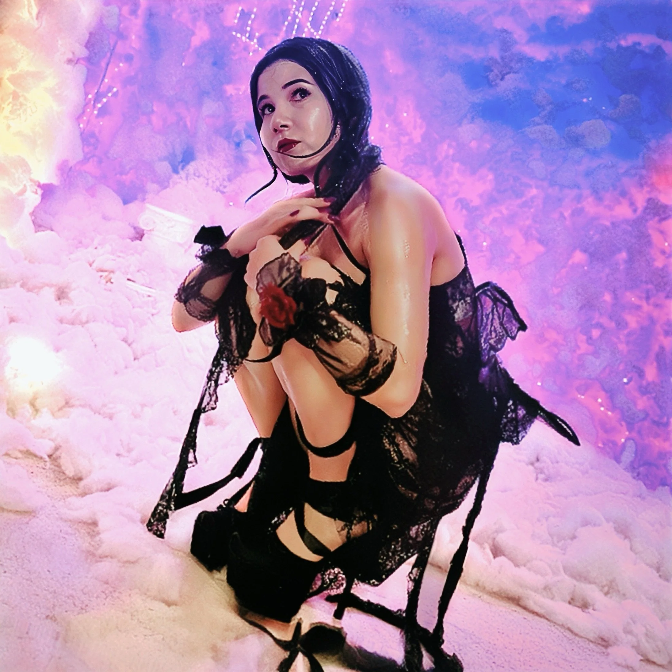 LAVANDER BLACK in the sky fairy with wings butterfly rebirth cocoon lavender