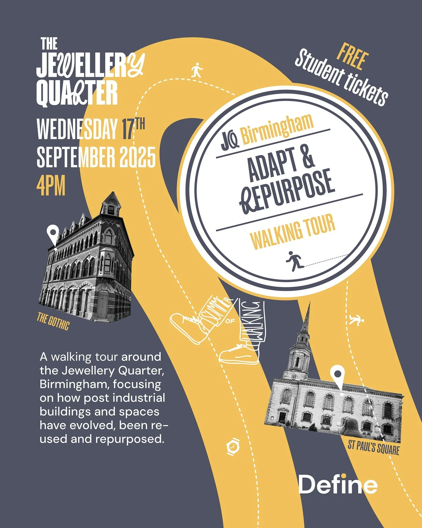 Discover the Jewellery Quarter like never before! 🌟Join @define_birmingham and @bpnarchitects , in collaboration with @academyofurbanism , for the &lsquo;Adapt &amp; Repurpose&rsquo; walking tour. Explore how post industrial buildings and spaces hav