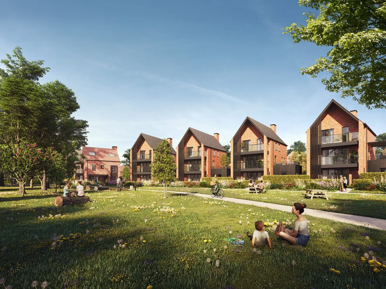 Connections through the site will provide opportunities for both the new and surrounding communities to enjoy the parkland setting. CGI Image courtesy of Cala Homes Ltd.