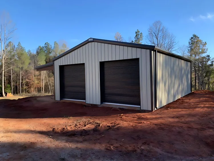 Two-bay steel garage