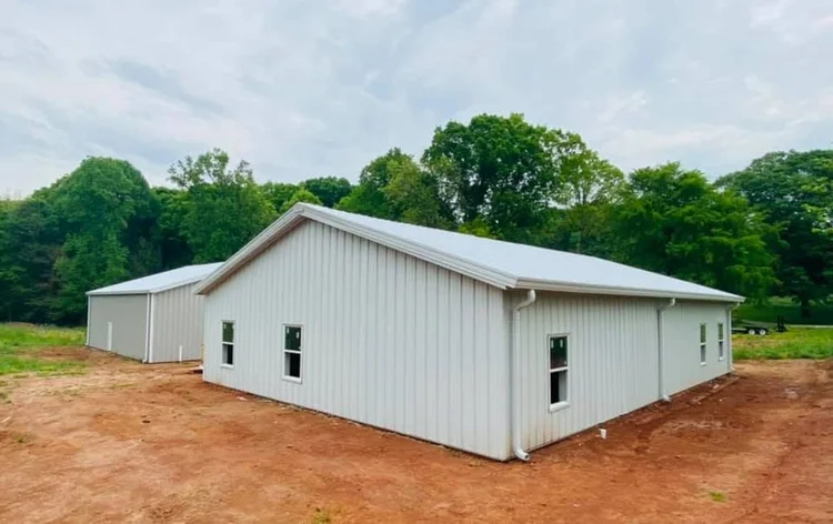 White steel house and shop in Gillsville, GA